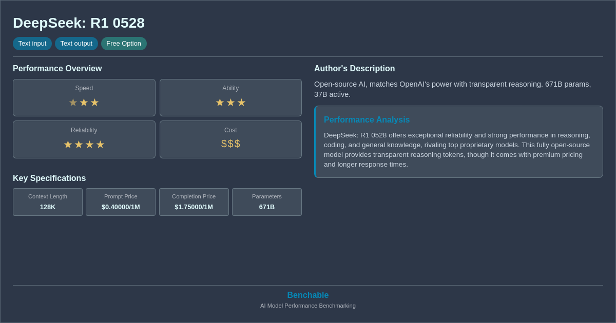 DeepSeek: R1 0528 - AI Model Details & Benchmarks
