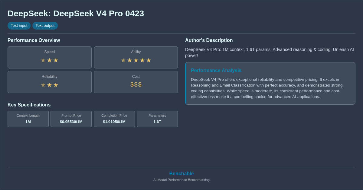 DeepSeek: DeepSeek V4 Pro - AI Model Details & Benchmarks