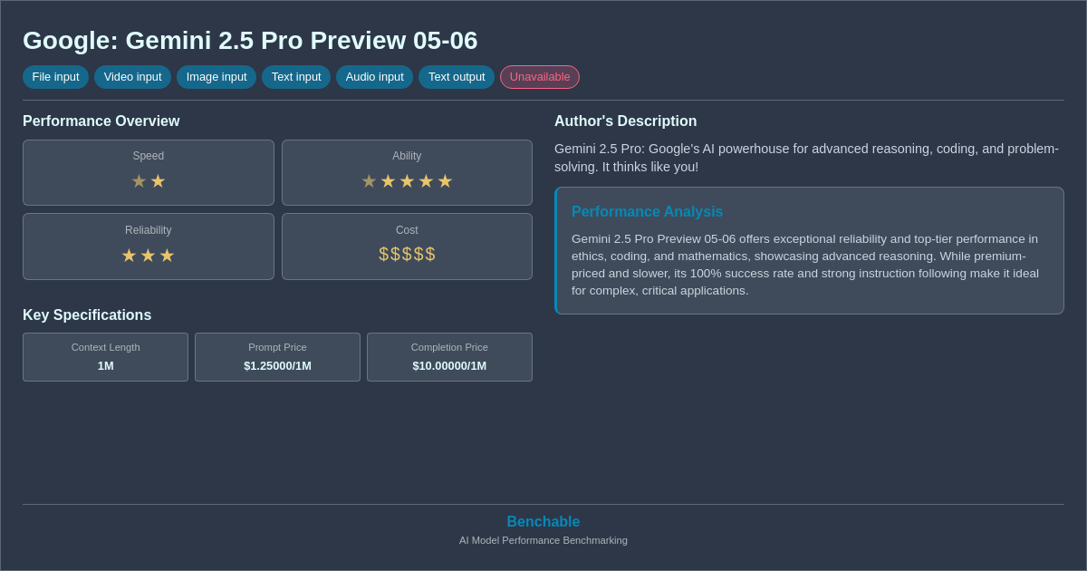 Google: Gemini 2.5 Pro Preview 05-06 - AI Model Details
