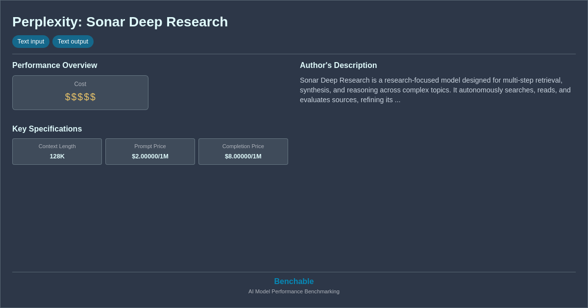 Perplexity: Sonar Deep Research - AI Model Details & Benc...