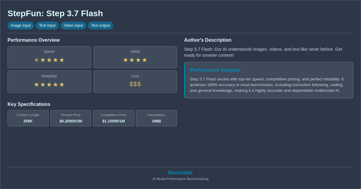 StepFun: Step 3.7 Flash - AI Model Details & Benchmarks