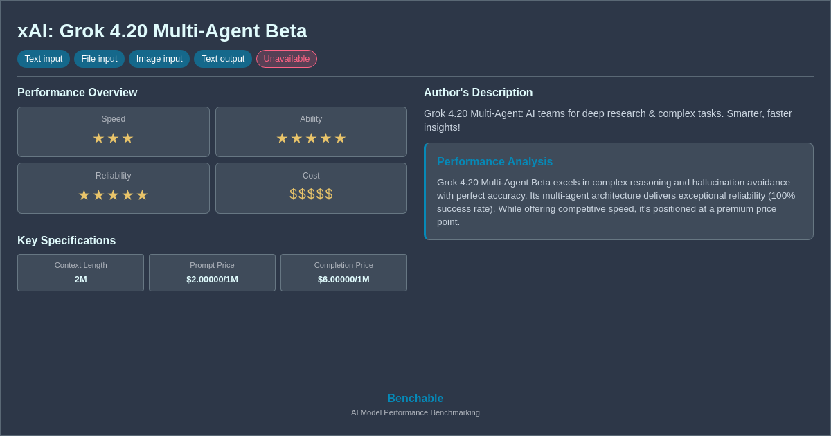 Grok Multi Agent xAI: Grok 4.20 Multi-Agent Beta - AI Model Details & Benc...