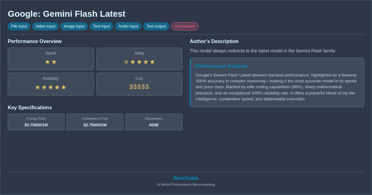 Google Gemini Flash Latest - AI Model Details & Benchmarks